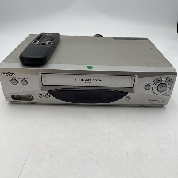 Sanyo VWM-400 4-Head VCR Recorder/Player With Remote & Cables Tested & Working